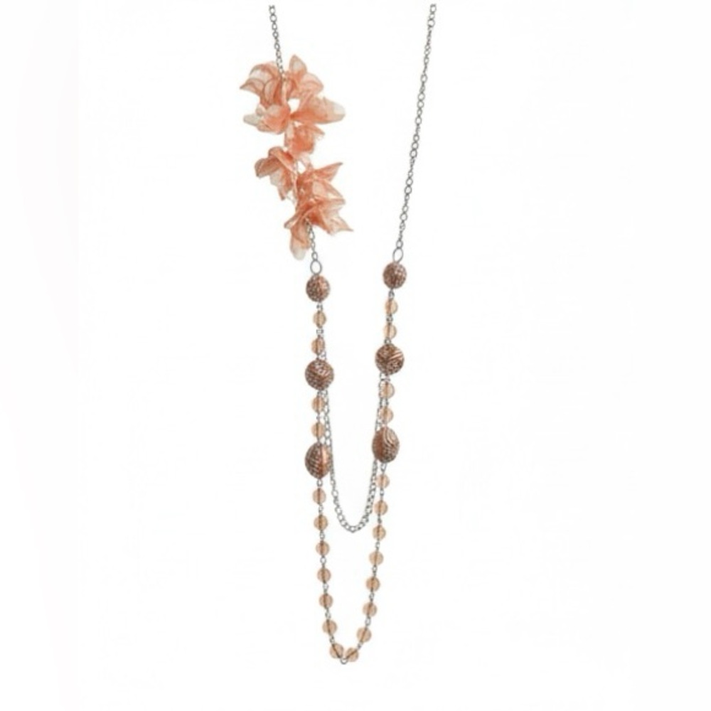 Peach Bohemian Detachable Floral Faceted Beaded Summer Feminine Kawaii Spring